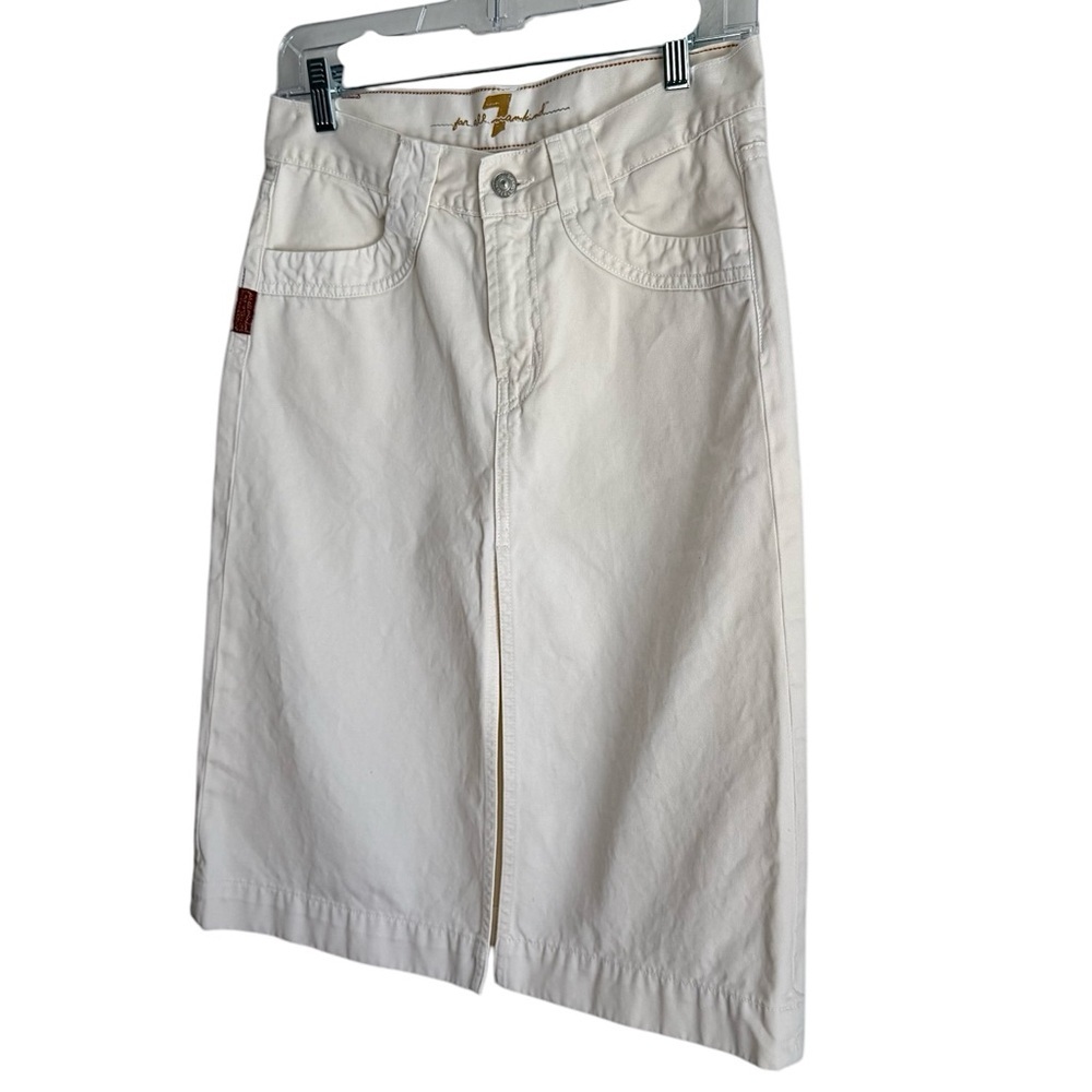 7 For All Mankind Early 00s Jerome Dahan Cream Cotton Vintage Mid Rise Skirt 26 - Picture 5 of 8
